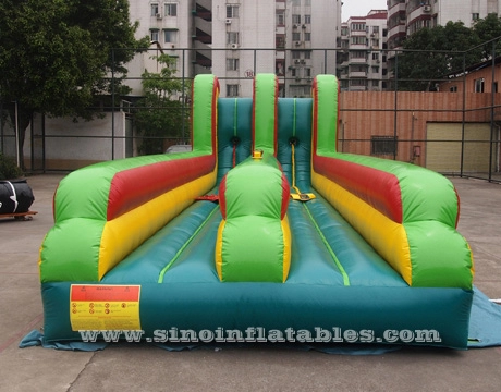 Corrida de bungee inflável interativa para crianças N adultos de 10 m de comprimento para atividades de jogos interativos internos ou externos
