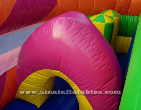 6x6m millennium kids slide inflável com obstáculos e túnel para festas ao ar livre