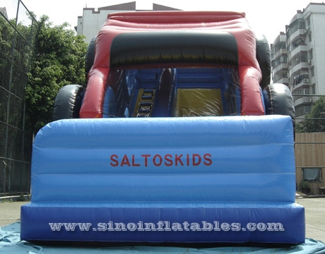 Corrediça de carro inflável infantil de roda grande de 21' com impressão completa para entretenimento de quintal