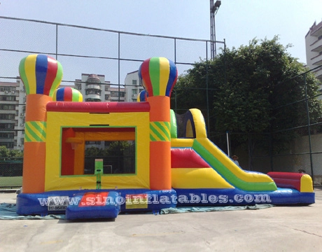 Balão de arco-íris comercial 4 em 1, casa de salto inflável para crianças com escorregador para diversão ao ar livre feita da fábrica inflável da China