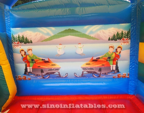 Castelo inflável inflável para crianças esportiva com escorregador certificado pela en14960 feito da melhor lona de pvc