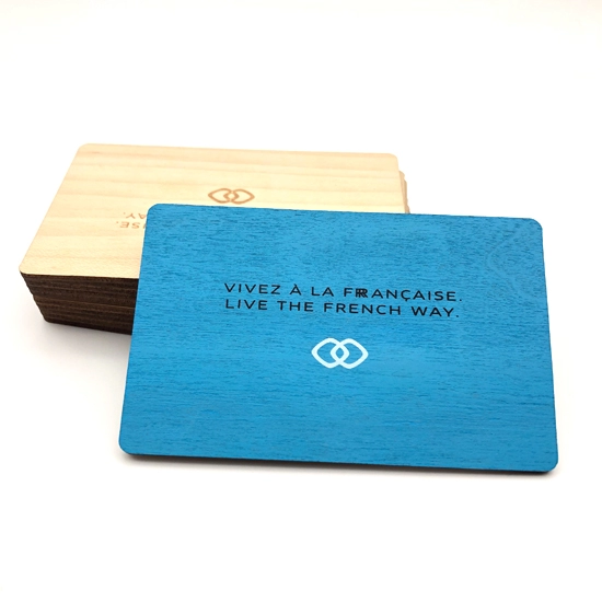 Cartão RFID de madeira de 13,56 MHz cartão-chave de hotel de madeira sem contato