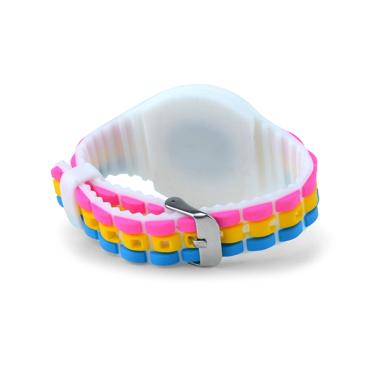 Pulseira de borracha de silicone arco-íris à prova d'água relógio rfid pulseira de silicone de desenho animado