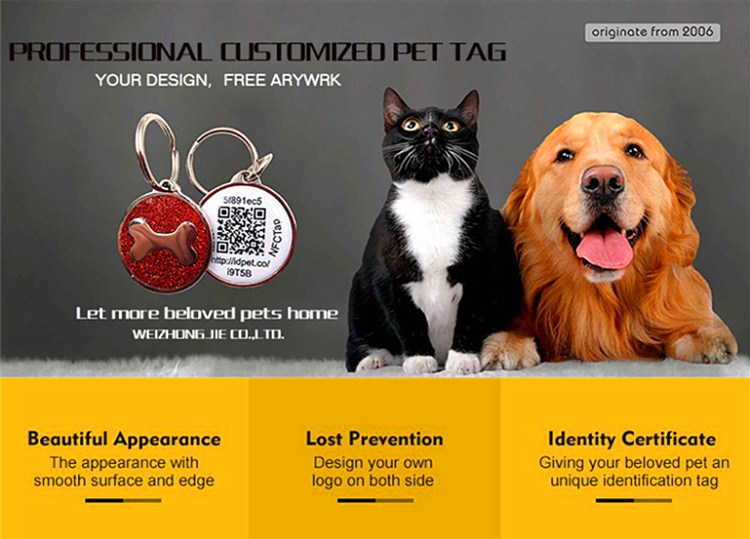 Tags de identificação de animais de estimação Nfc