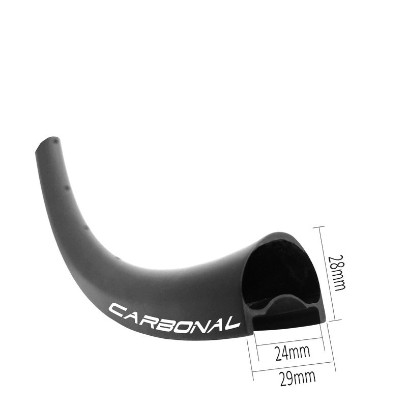 Aro de carbono assimétrico 29er sem gancho com 29 mm de largura e 28 mm de profundidade para bicicleta de cascalho