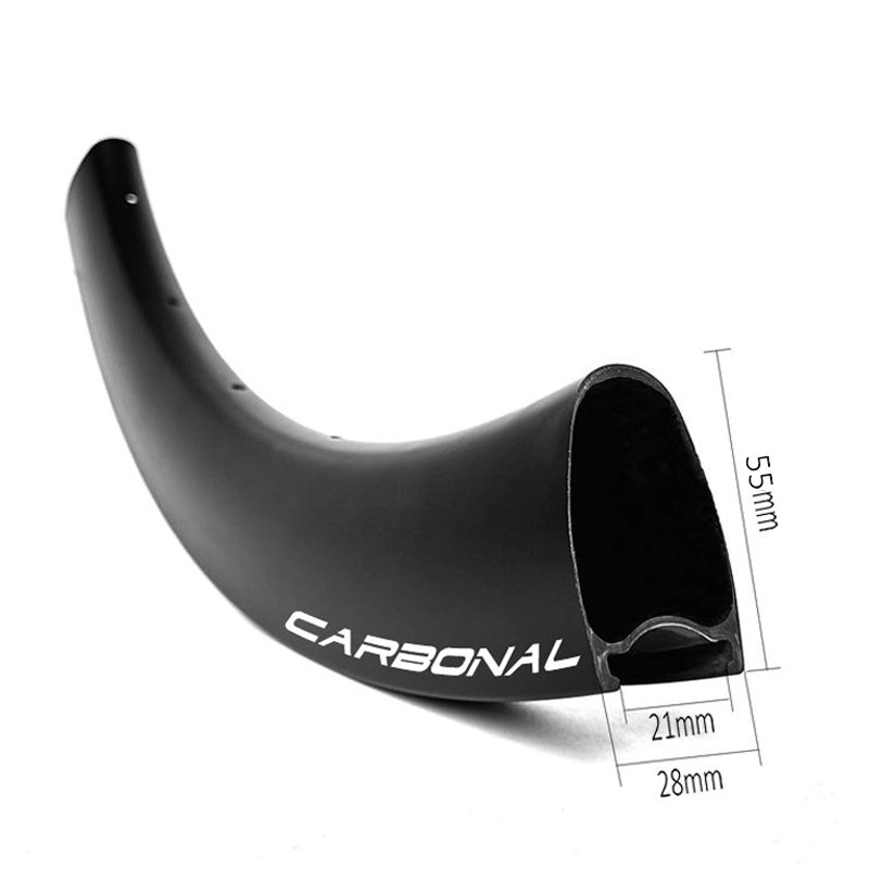 Aro de bicicleta de carbono com disco 700C com 21 mm de largura interna e 55 mm de profundidade