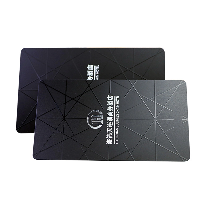 Cartões chaves pretos do hotel do PVC 13.56MHz RFID S50 com ponto UV
