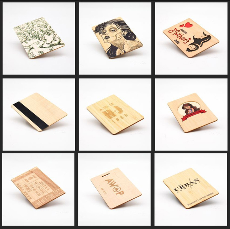 Impressão de cartão Rfid de madeira personalizada ecologicamente correta
