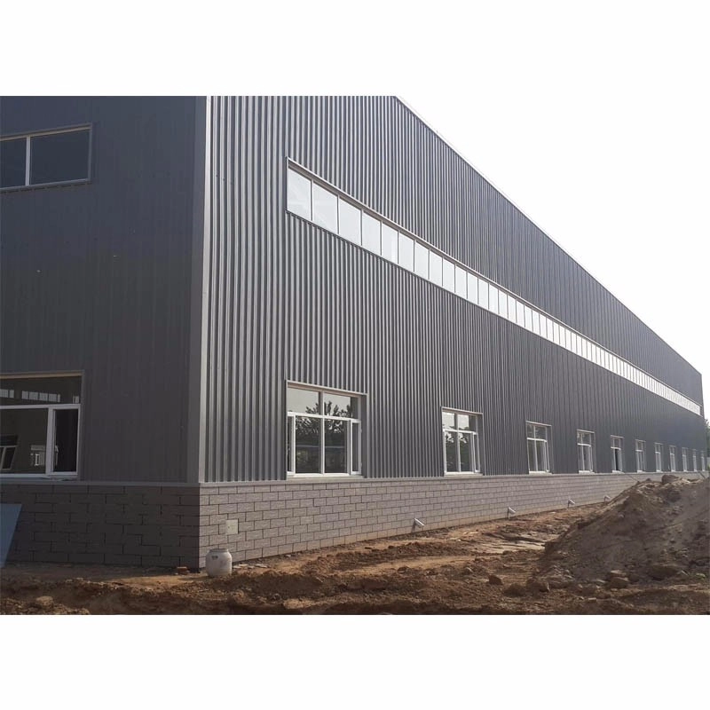 Edifício de armazém com estrutura de aço leve pré-fabricada de grande extensão