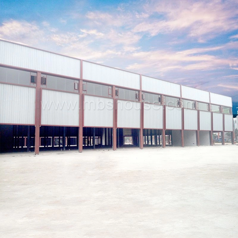 Novo design de construção de armazém industrial com estrutura de aço leve
