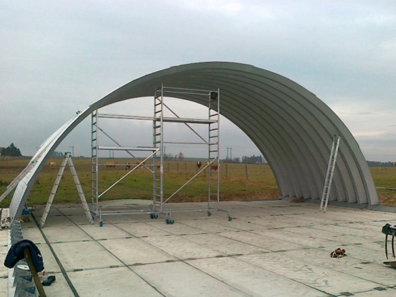 Cobertura de estrutura de aço em forma de arco para galpão de armazenamento