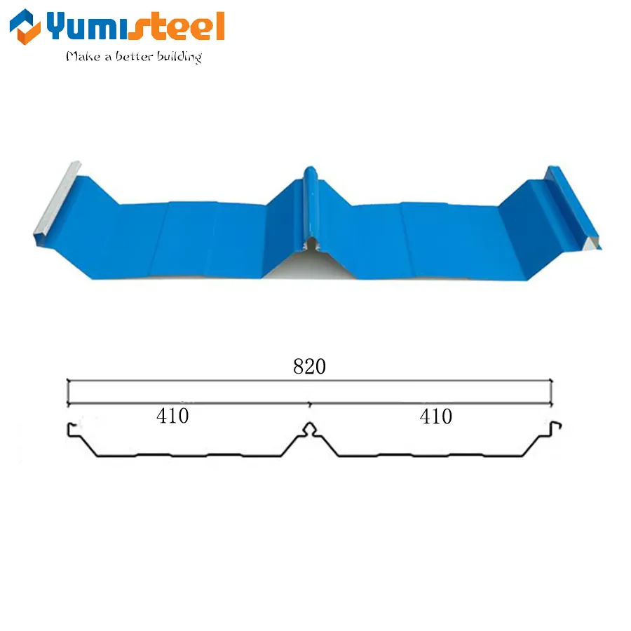 Chapa de aço galvanizada YX56-410-820 para telhados metálicos coloridos