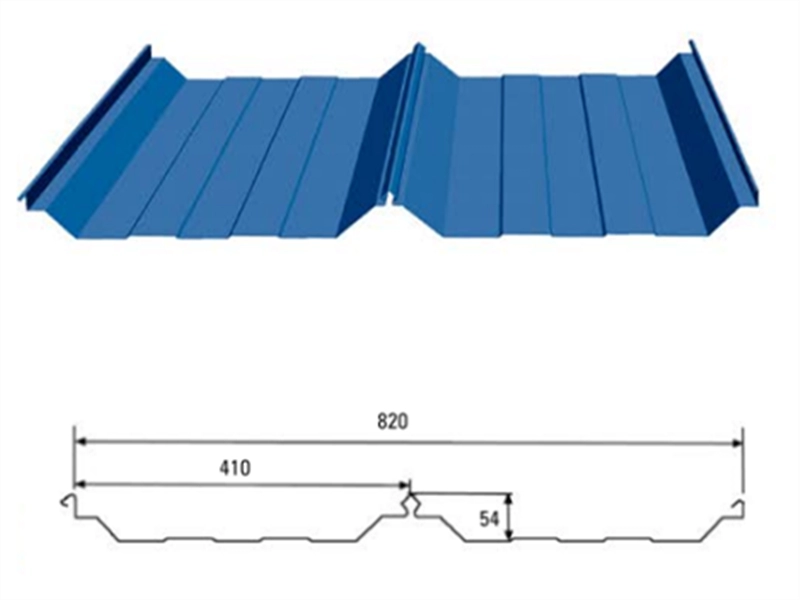Folhas de telhado de aço corrugado do painel de parede tipo mordida 820