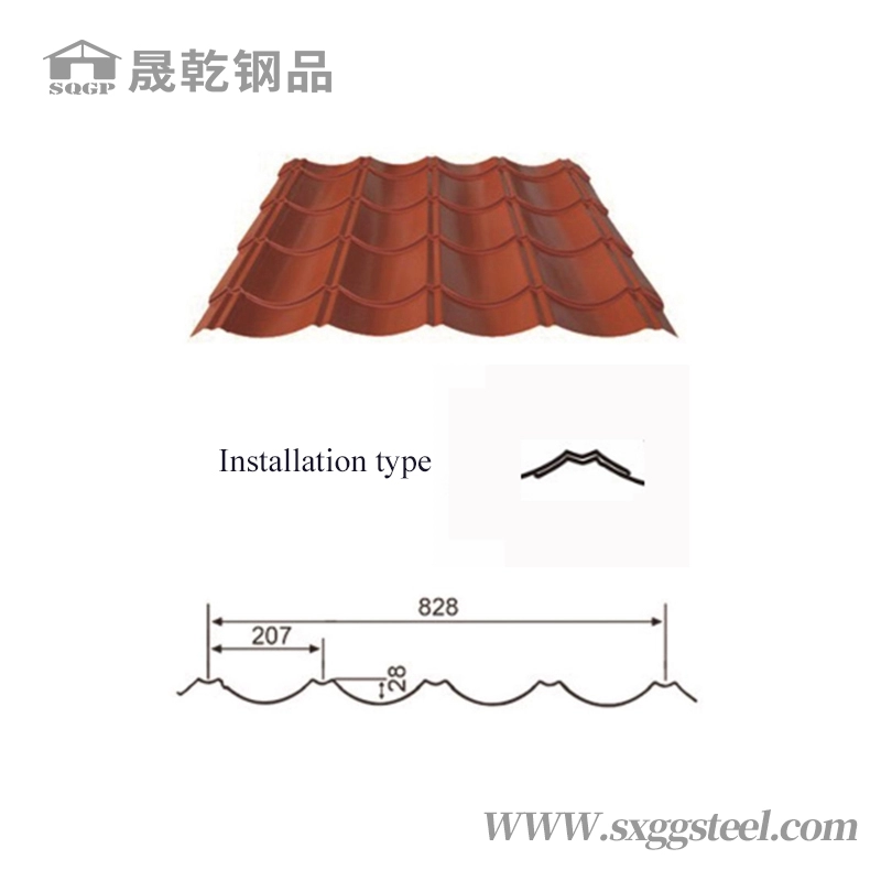 Chapa de aço para telhado galvanizado corrugado com revestimento colorido