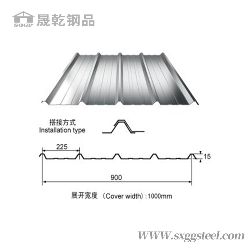 Folha de telhado de metal galvanizado corrugado tipo 900