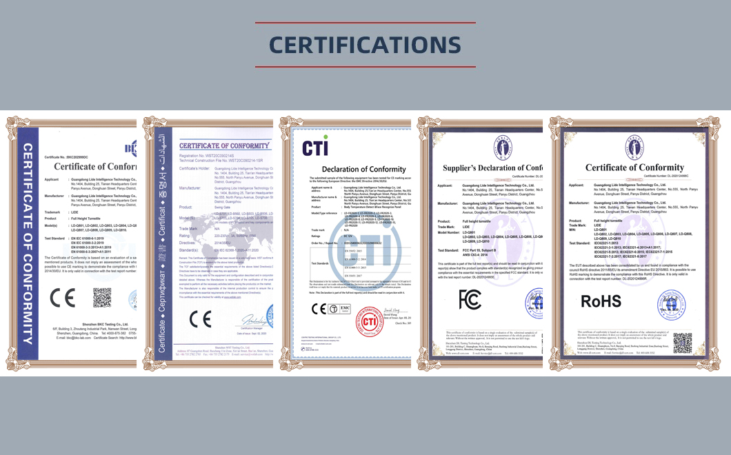 Certificado CE de catraca de tripé