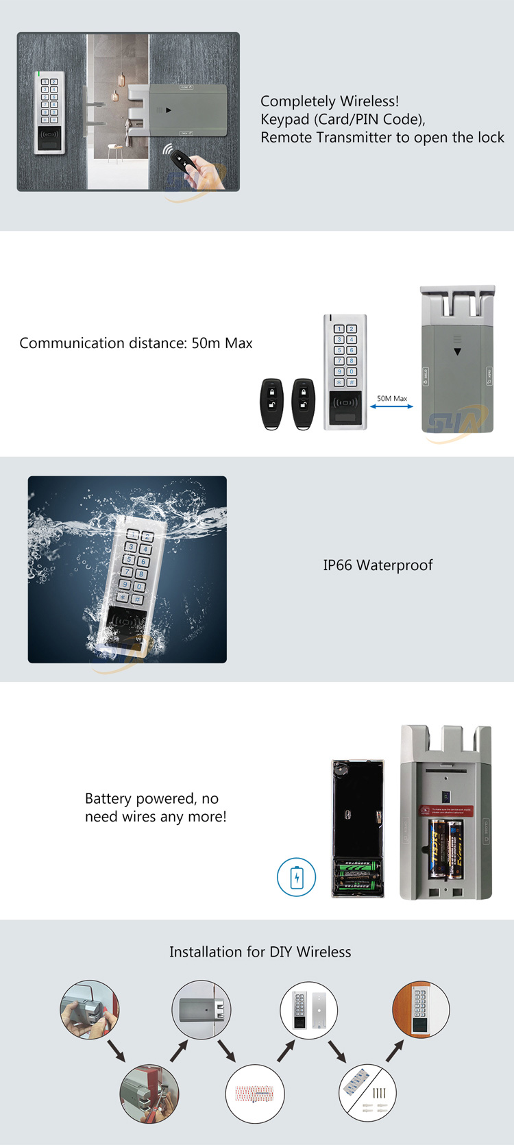 Kit de bloqueio DIY sem fio à prova d'água-D5