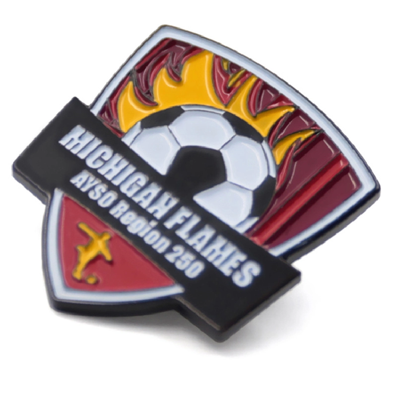 Pino de esmalte duro de futebol com logotipo personalizado do fabricante