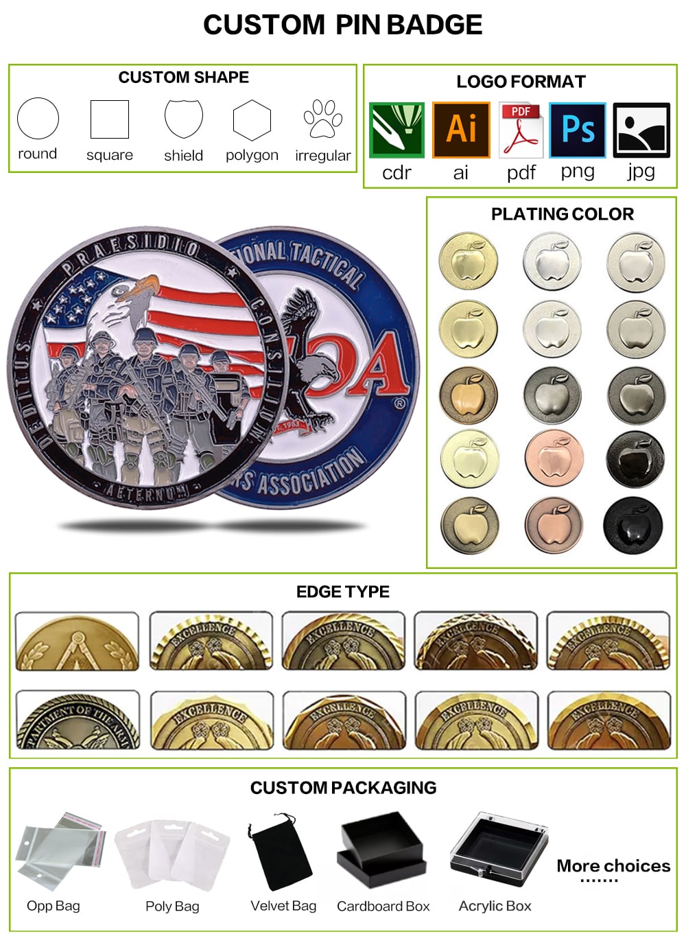 moedas de desafio de metal