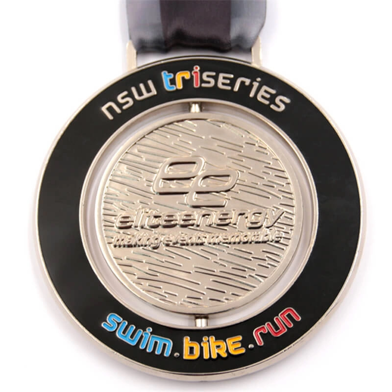 Fabricante personalizado de medalhas de triatlo giratório