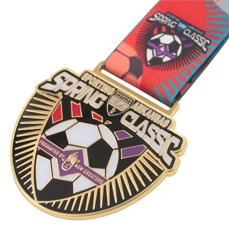 Medalha de futebol clássica de mola epóxi personalizada do fornecedor