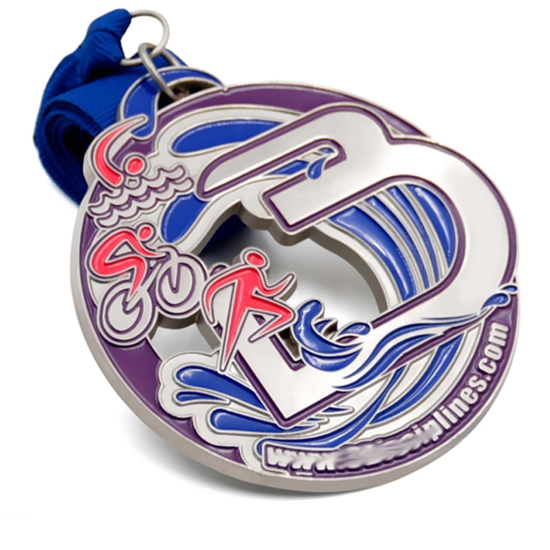 Medalha de triatlo de bicicleta de natação personalizada de fábrica