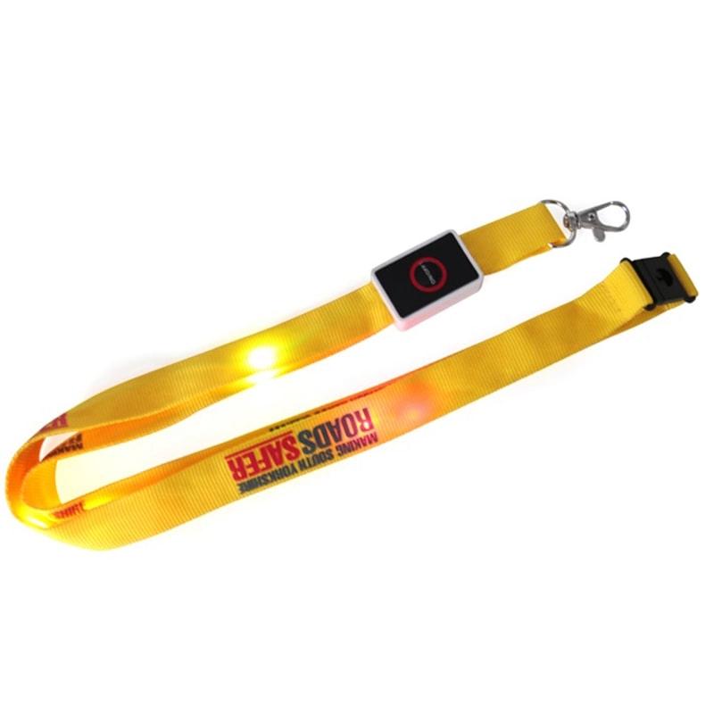 Cordão LED de nylon amarelo com porta-cartões