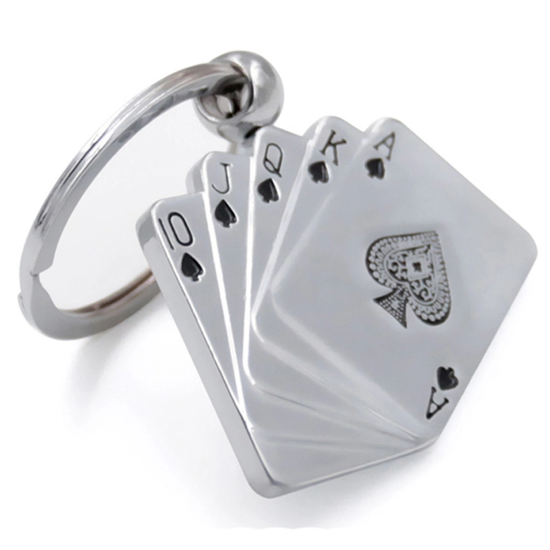 Fornecedor personalizado de chaveiro de metal de pôquer 3d
