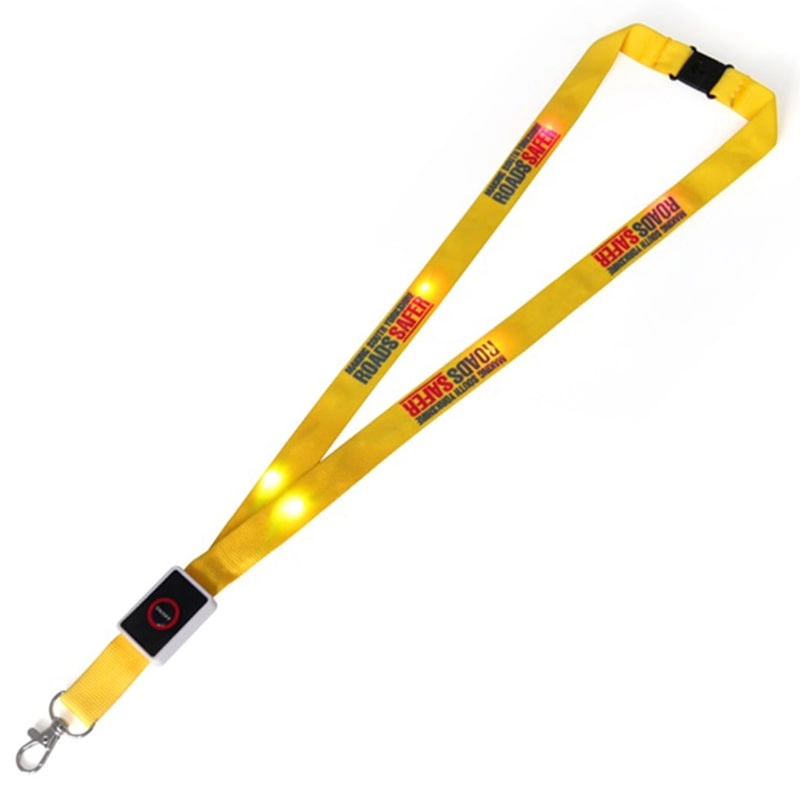Cordão LED de nylon amarelo com porta-cartões