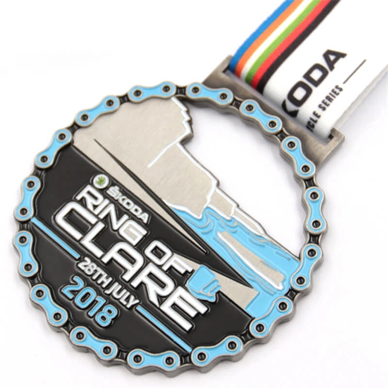Fabricante personalizado de medalhas de ciclismo com anel de metal
