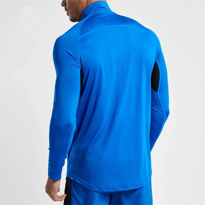 Camisa esportiva de treinamento com zíper 1/4 com gola alta